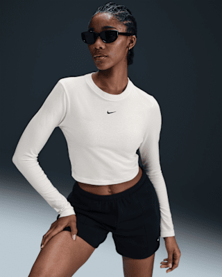 ★★Nike★★ Sportswear Chill Knit Long Sleeve Crop W Vintag Nike Sportswear Women's Chill Knit Long-Sleeve Cropped Top